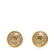 Pre-owned Fabric earrings Chanel Vintage , Yellow , Dames