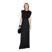 Zwarte Satijnen Lange Jurk Elegant Max Mara , Black , Dames