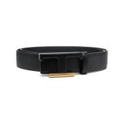 Omkeerbare leren Riem met T-logo Tod's , Black , Unisex