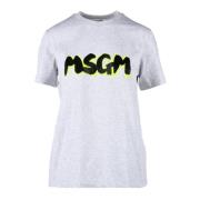 Katoenen T-shirt met unieke stijl Msgm , White , Dames