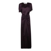 Elegante Jurk met Gerimpelde Taille Victoria Beckham , Purple , Dames