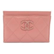 Pre-owned Leather wallets Chanel Vintage , Pink , Dames