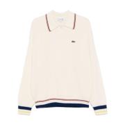 Geborstelde wollen polo met streepdetails Lacoste , Beige , Heren