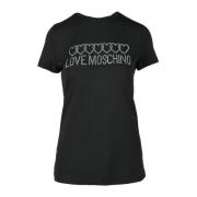 Katoen Spandex T-shirt Love Moschino , Black , Dames