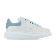 Witte leren sneakers met lichtblauwe suède hiel Alexander McQueen , Wh...