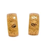 Pre-owned Metal earrings Chanel Vintage , Yellow , Dames