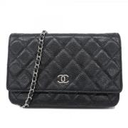 Pre-owned Leather wallets Chanel Vintage , Black , Dames