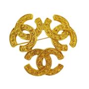 Pre-owned Metal brooches Chanel Vintage , Yellow , Dames