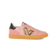 Suède sneakers met contrastinzetten Emanuelle Vee , Pink , Dames