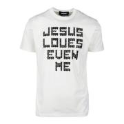 Katoenen T-shirt Dsquared2 , White , Heren