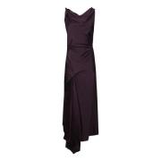 Elegante Gedrapeerde Midi Jurk Victoria Beckham , Purple , Dames