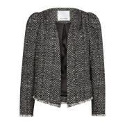 Zwarte Boucle Jas Blazer Stijlvol Co'Couture , Black , Dames