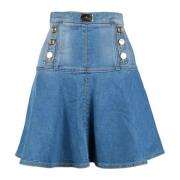 Katoenmix Mode Gonna Rok Elisabetta Franchi , Blue , Dames