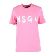 Katoenen T-shirt met Unieke Stijl Msgm , Pink , Dames