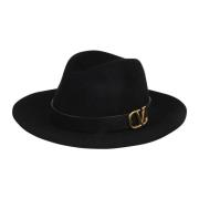 Stijlvolle Fedora Vlogo Hoed Zwart Valentino Garavani , Black , Dames