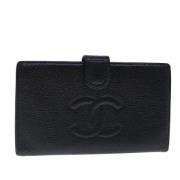 Pre-owned Leather wallets Chanel Vintage , Black , Dames