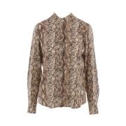 Python Print Zijden Shirt Isabel Marant , Beige , Dames