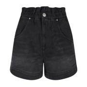 Faded Black Denim High Waist Shorts Isabel Marant , Black , Dames