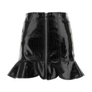 Stijlvolle zwarte leren minirok Ganni , Black , Dames