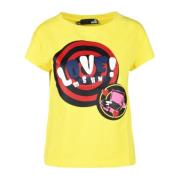 Katoen Elastaan T-shirt Love Moschino , Yellow , Dames