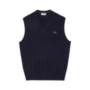 Blauwe Cable-Knit Sweatshirt Aw24 Lacoste , Blue , Heren