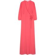 Roze Georgette Wrap Jurk met V-hals Patrizia Pepe , Pink , Dames