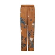 Satin Sacred Forest Print Broek Forte Forte , Brown , Dames