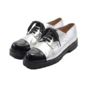 Pre-owned Leather flats Chanel Vintage , Gray , Dames