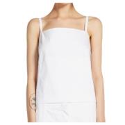 Verstelbare Band Katoenen Canvas Top Sportmax , White , Dames