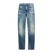 Blauwe Denim Jeans Diesel , Blue , Heren