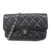 Pre-owned Leather wallets Chanel Vintage , Black , Dames