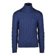 Merino Wol Gebreide Top Alpha Studio , Blue , Heren