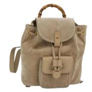 Pre-owned Suede backpacks Gucci Vintage , Beige , Dames