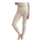 Café Au Lait Ribbed Wool Leggings Aim'n , Beige , Dames