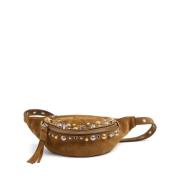 Beige Suède Schoudertas met Studs Valentino Garavani , Brown , Dames