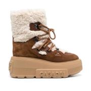 Bruine Fleece Enkellaarzen Casadei , Brown , Dames