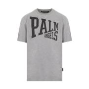 Grijze Distressed Logo College T-shirt Palm Angels , Gray , Heren