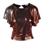 Elegante blouse met elastaanmix Patrizia Pepe , Brown , Dames