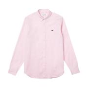 Roze katoenen overhemd met button-down kraag Lacoste , Pink , Heren