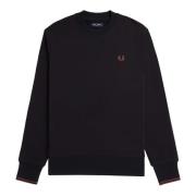 Geborduurd Logo Crew Neck Sweatshirt Fred Perry , Black , Heren