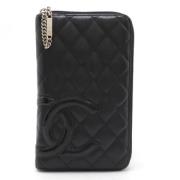 Pre-owned Leather wallets Chanel Vintage , Black , Dames