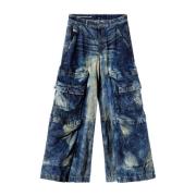 Denim Cargo Broek Unisex Indigo Blauw Diesel , Blue , Heren