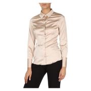 Stretch Satijnen Shirt | Klassieke Lange Mouw Guess , Pink , Dames