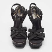 Pre-owned Suede sandals Yves Saint Laurent Vintage , Black , Dames