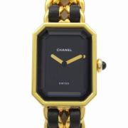 Pre-owned Leather watches Chanel Vintage , Black , Dames