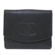 Pre-owned Leather wallets Chanel Vintage , Black , Dames