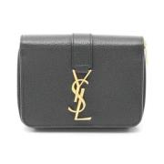 Pre-owned Leather wallets Saint Laurent Vintage , Black , Dames