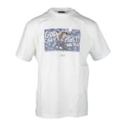 Retro Katoenen T-shirt Throwback , White , Heren