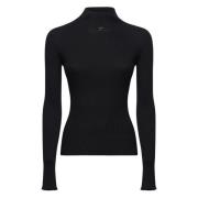 Zwarte Mockneck Trui Licht Rib Courrèges , Black , Dames