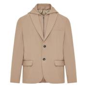 Afneembare Hooded Jas met Ritssluiting Emporio Armani , Beige , Heren